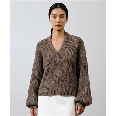 Balloon Sleeve Cable Knit Peysa Fall