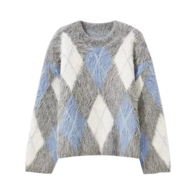Kvenna hönnuður Mohair Blend Yarn Tie Dye peysa