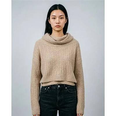 Mock neck peysa konur