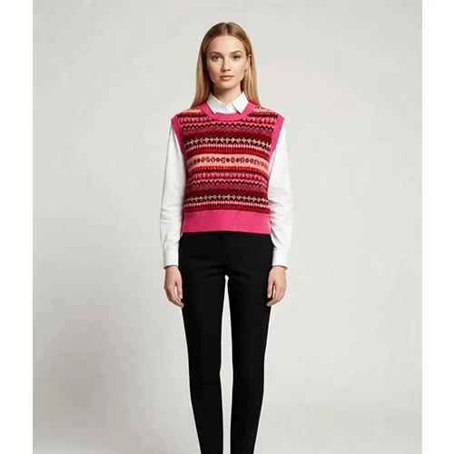 Wholegarment Knitted Sleeveless Sweater Vest